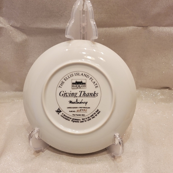 Franklin Mint The Ellis Island Plate " Giving Thanks " - Picture 2 of 2